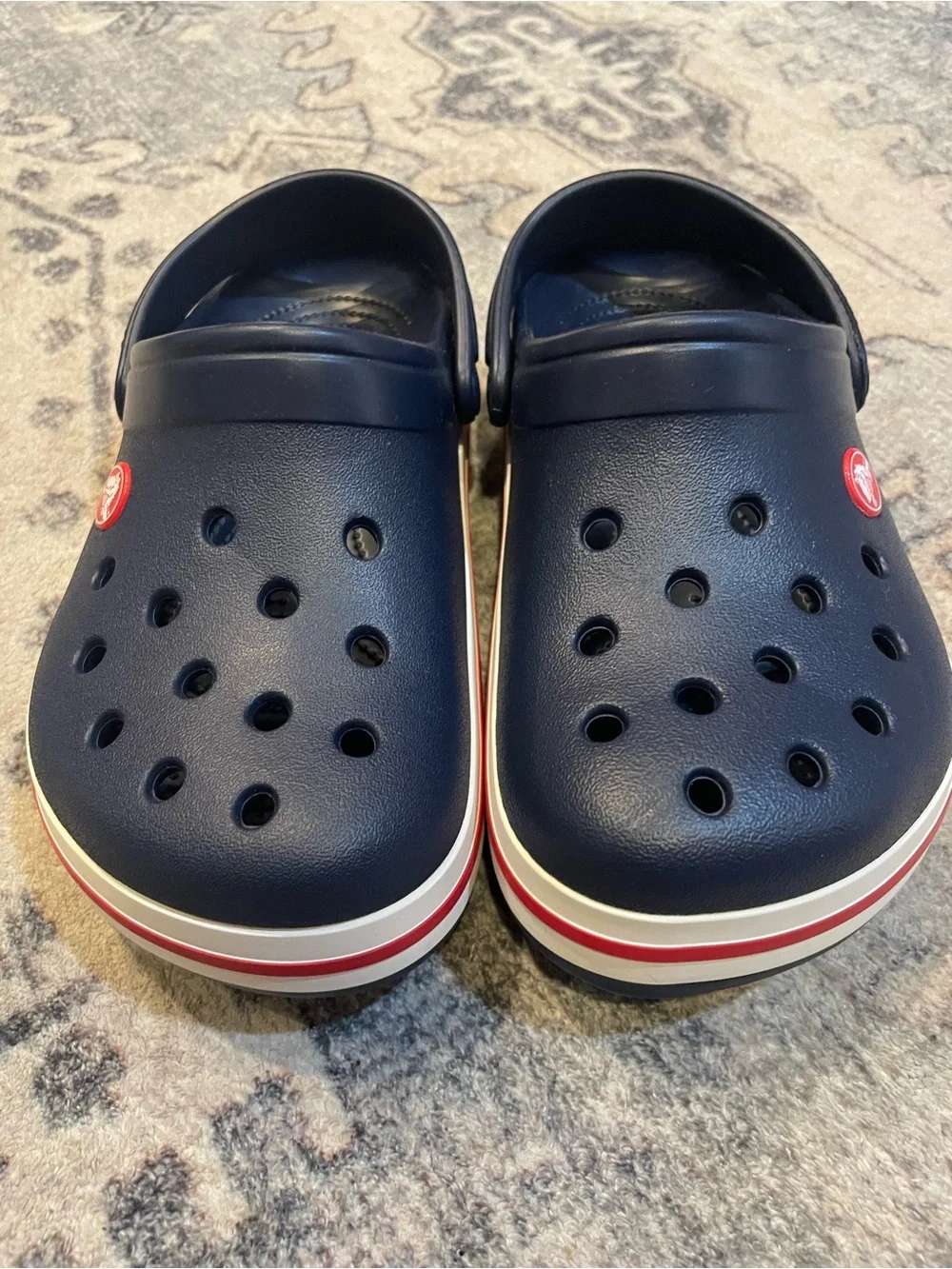CROCS Kids Navy Clog with Red and White Stripe New Without Box